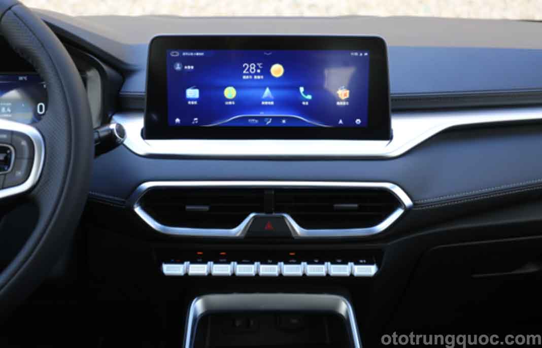 Bảng điều khiển trung tâm và hộp tay vịn được thiết kế liền lạc với nhau